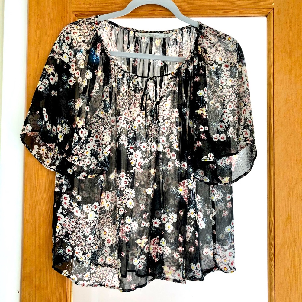 Zara Flowy Sheer Blouse